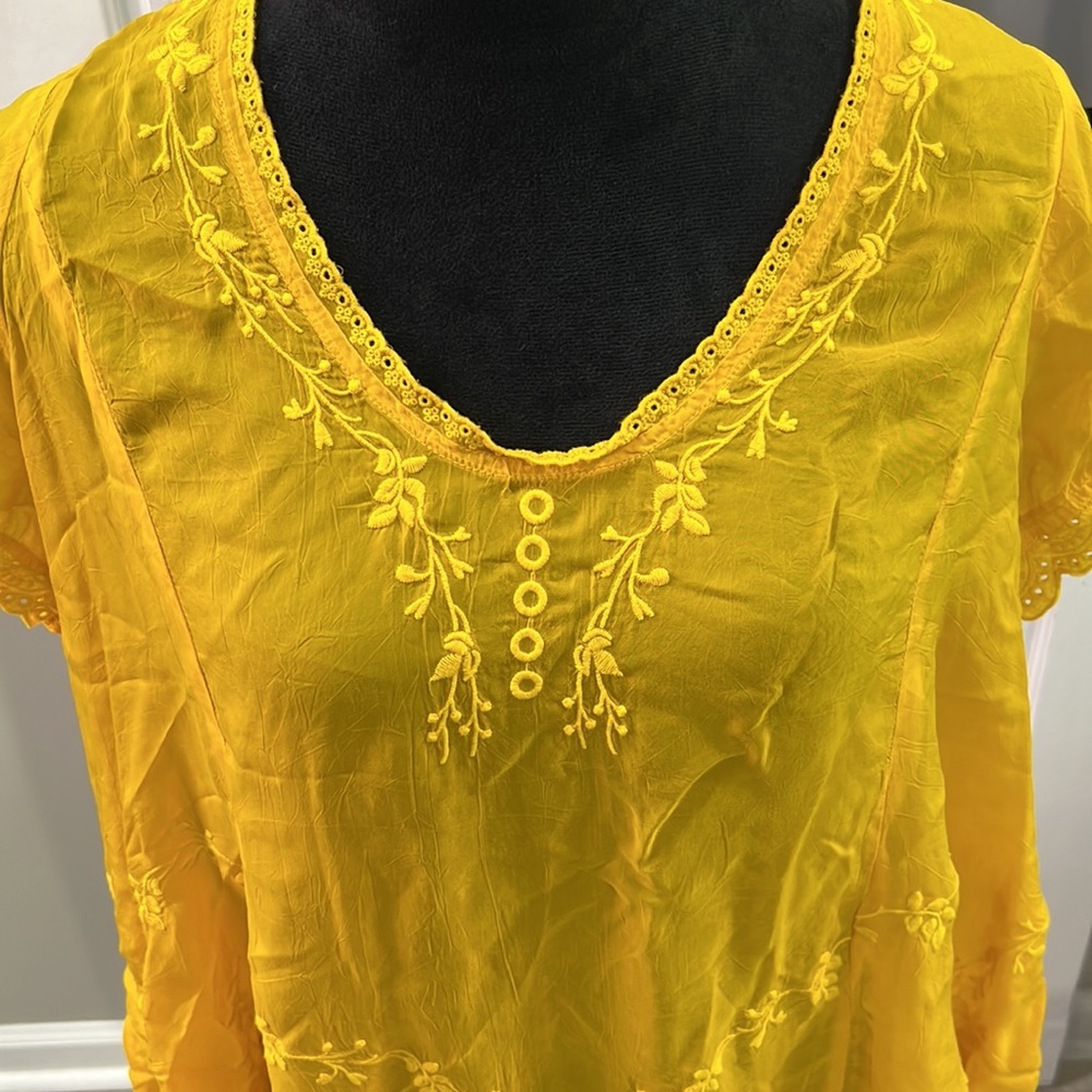 Johnny Was Yellow Embroidered Boho Top - Picture 2 of 10